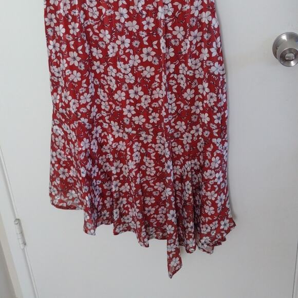 Sam Edelman Flutter Sleeve Amber Floral Asymmetrical Hem Dress Size 6 Party Boho - Picture 15 of 16